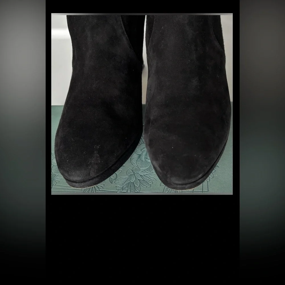 Stuart Weitzman Highland Boots Platform Heeled Over Knee in Black Suede Size 8
